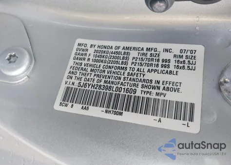 2008 Honda Element Lx из США, поврежденный, VIN 5J6YH28398L001609